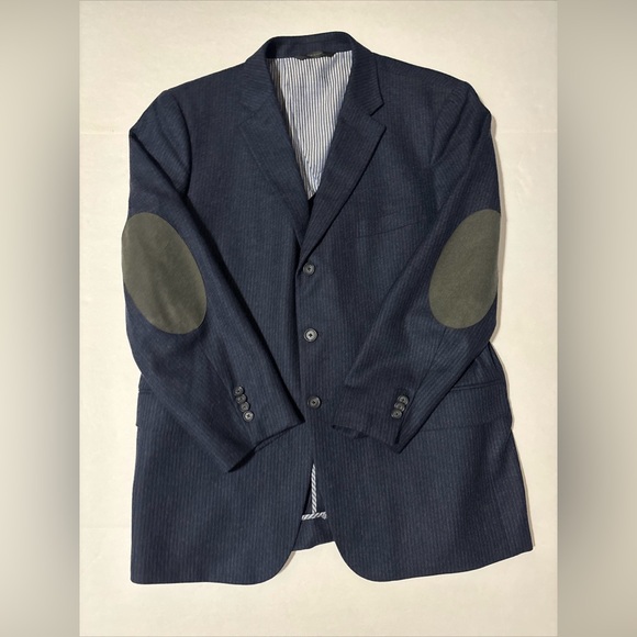 John W. Nordstrom Blue Black Striped Loro Piana Wool Silk Sport Coat Men’s 44R